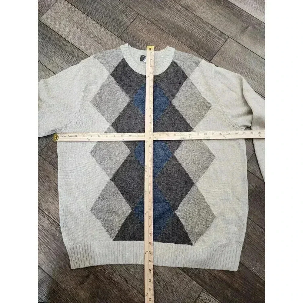 Dockers Sweater Men's Size XL Blue Grey With Diamond Pattern Classic - Picture 5 of 6